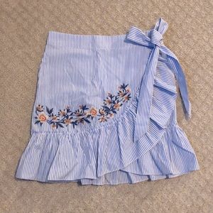 Embroidered striped skirt